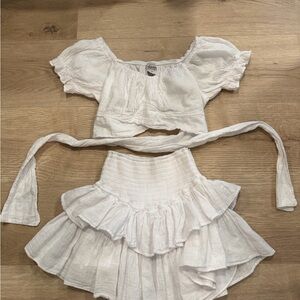 Blanco By Nature White Ruffled Two-Piece Set